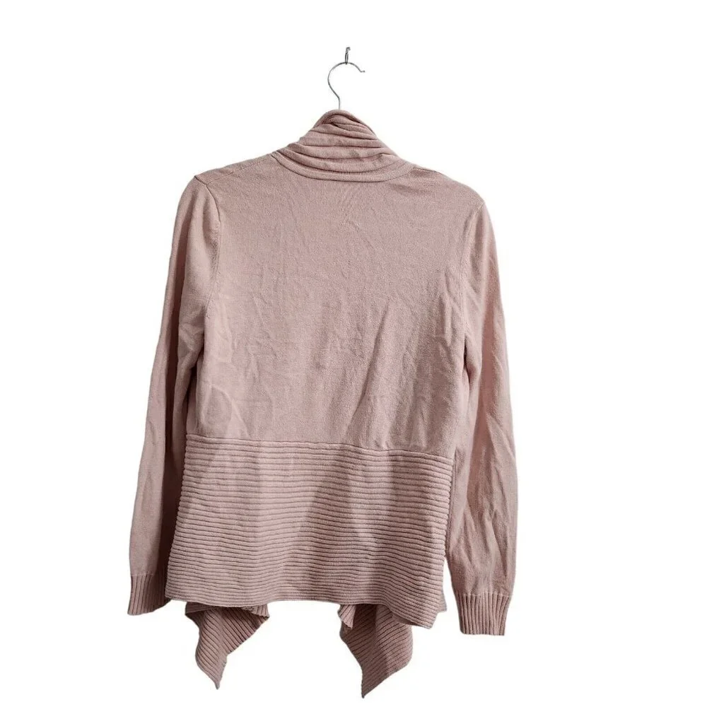 Talbots‎ Sweater Cardigan Medium Pink Open Front Waterfall Knit